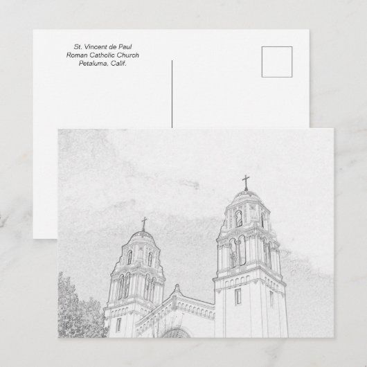 Carte postale - Clochers d'église à colorier (Devant / Derrière)