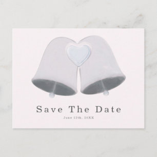 Carte Postale Cloches de mariage et cœur Engagement Save The Dat