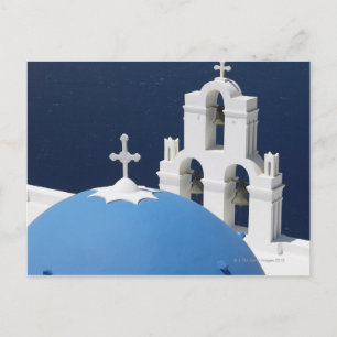 Carte Postale Cloches et croix d'église par dôme en Grèce