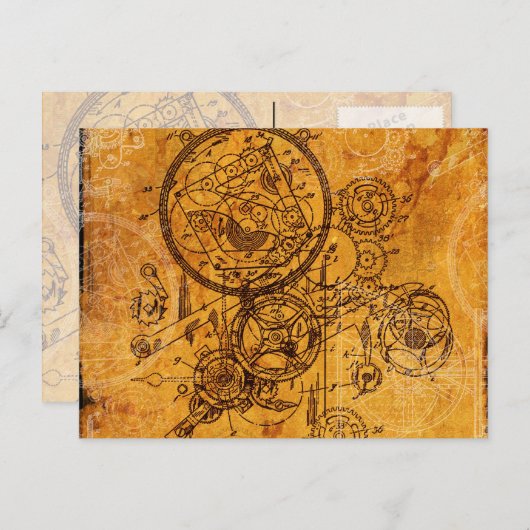 Carte Postale Clockwork Collage (Devant / Derrière)