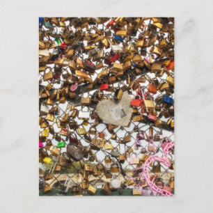 Carte Postale Clôture avec cadenas de la photographie d'amour