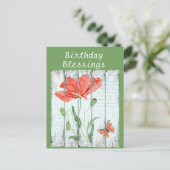 Carte Postale Clôture Blanche Rustique Fleurie Anniversaire Insp (Debout devant)