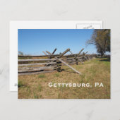 Carte Postale clôture en bois à Gettysburg PA (Devant / Derrière)