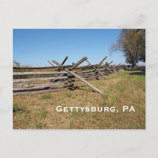 Carte Postale clôture en bois à Gettysburg PA (Devant)