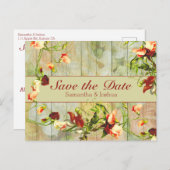 Carte Postale Clôture peinte avec fleurs de printemps (Devant / Derrière)