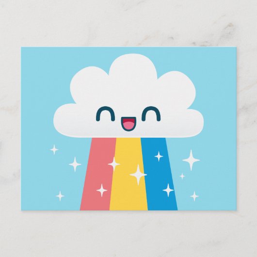 Carte Postale Cloud arc-en-ciel mignon et excité avec étincelles (Devant)