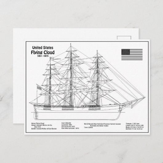 Carte Postale Cloud de vol de l'expédition clipper - Blueprint B (Devant / Derrière)