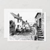 Carte Postale Clovelly Village Sketch, Devon Angleterre (Devant / Derrière)
