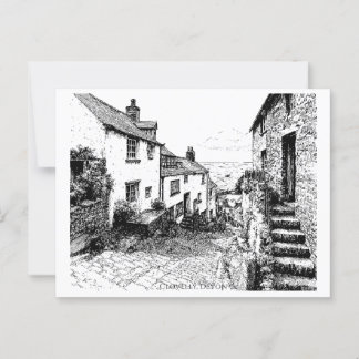 Carte Postale Clovelly Village Sketch, Devon Angleterre