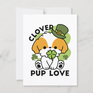 Carte Postale Clover Pup Love - St. Patrick's Day Chien Design
