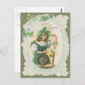 Carte Postale Clover Shamrock de la fille Loom (Devant / Derrière)