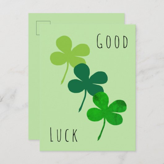 Carte Postale Clover Shamrock vert de bonne chance (Devant / Derrière)