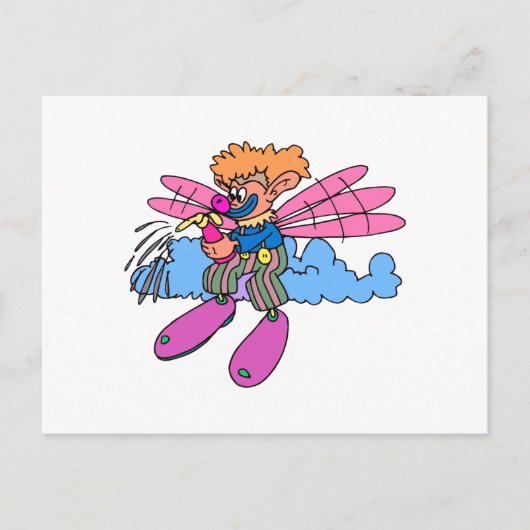 Carte Postale clown à aile féerique (Devant)