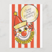 Carte Postale Clown Ancien Venez À Ma Fête D'anniversaire (Devant)