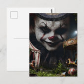 Carte Postale Clown au cirque abandonné (Devant / Derrière)