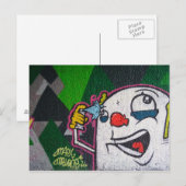 Carte Postale Clown avec graffiti blanc (Devant / Derrière)