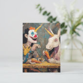 Carte Postale Clown avec licorne (Debout devant)