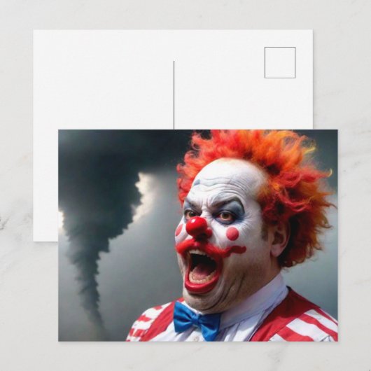 Carte Postale Clown bizarre et tornade (Devant / Derrière)