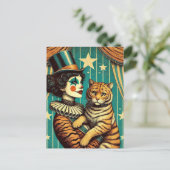 Carte Postale Clown de cirque et Kitty de tigre (Debout devant)