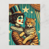 Carte Postale Clown de cirque et Kitty de tigre (Devant)