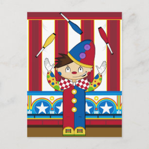 Carte Postale Clown de cirque Jonglage de dessin