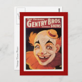 Carte Postale Clown de cirque vintage (Devant / Derrière)