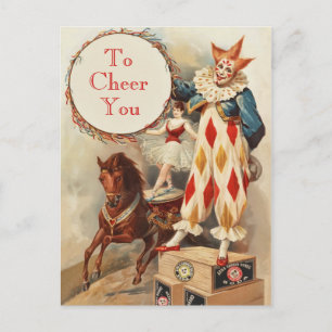 Carte Postale Clown de cirque Vintage coloré