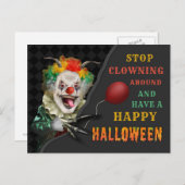 Carte Postale Clown effrayant Cirque Déplaisant Halloween drôle (Devant / Derrière)