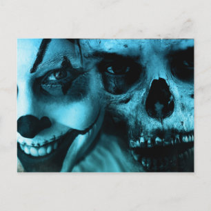 Carte Postale Clown éffrayant et crâne