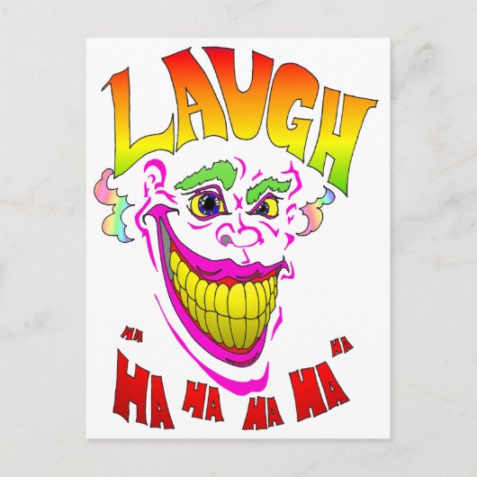 Carte Postale Clown Effrayant Rire (Devant)
