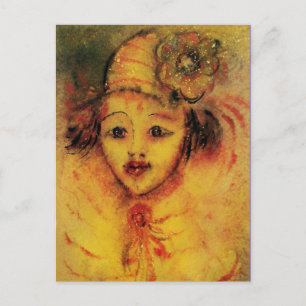 CARTE POSTALE CLOWN EN JAUNE