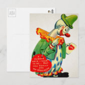 Carte Postale Clown en rubbbasse vintage Valentine (Devant / Derrière)
