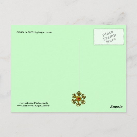 CARTE POSTALE CLOWN EN VERT (Dos)