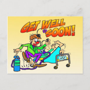 Carte Postale Clown Get Well Bientôt