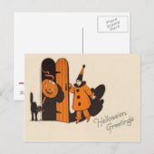 Carte Postale Clown Jack O Lantern Chat Noir (Devant / Derrière)
