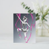 Carte postale Clown Marionnette Rubans Roses (Debout devant)