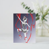 Carte postale Clown Marionnette Rubans Rouges (Debout devant)