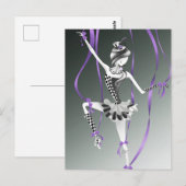 Carte postale Clown Marionnette Rubans Violets (Devant / Derrière)