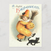 Carte Postale Clown noir Chat Jack-o'-lantern Citrouille (Devant)