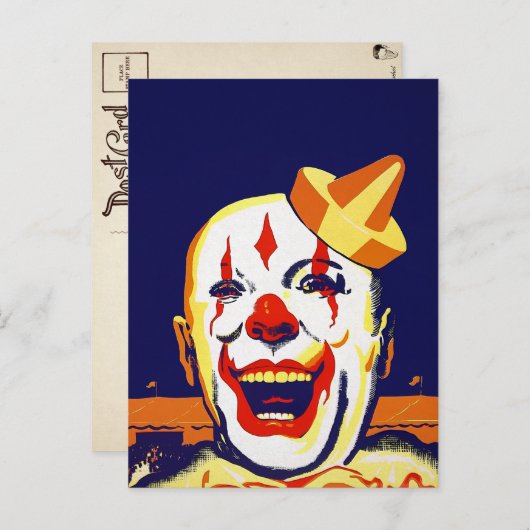 Carte postale Clown vintage (Devant / Derrière)