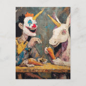 Carte Postale Clown with unicorn  (Devant)