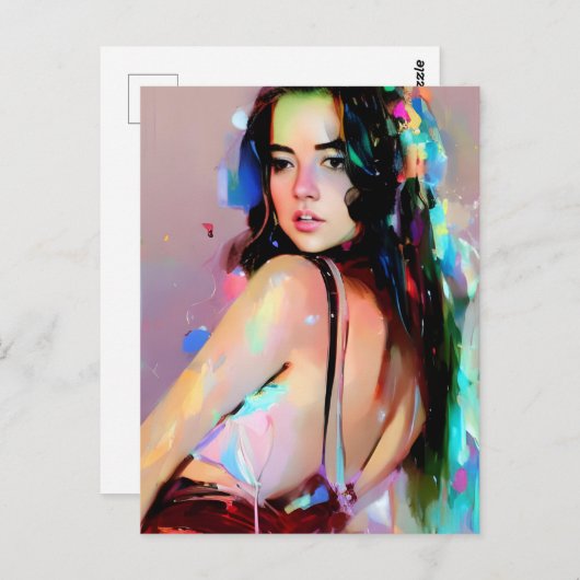 Carte Postale Club Dancing Woman Weight AI Art (Devant / Derrière)