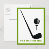 Carte Postale Club de golf et balle noir coutume verticale (Devant / Derrière)