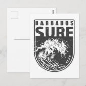 Carte Postale Club de Surfs de la Barbade Emblem (Devant / Derrière)