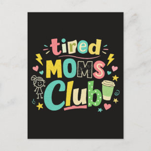 Carte Postale Club des mamans fatiguées Café Humour de maman