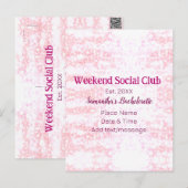 Carte Postale club social du week-end rose paillettes enterremen (Devant / Derrière)