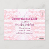 Carte Postale club social du week-end rose paillettes enterremen (Dos)