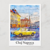 Carte Postale Cluj Napoca Roumanie Voyage Aquarelle main tirée (Devant)