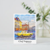 Carte Postale Cluj Napoca Roumanie Voyage Aquarelle main tirée (Debout devant)