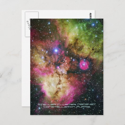 Carte Postale Cluster stellaire - NGC 2467, Constellation Puppis (Devant / Derrière)